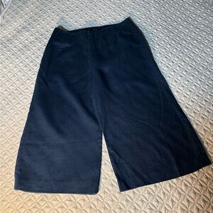 Rafaella Navy Linen wide crop pants no waistband